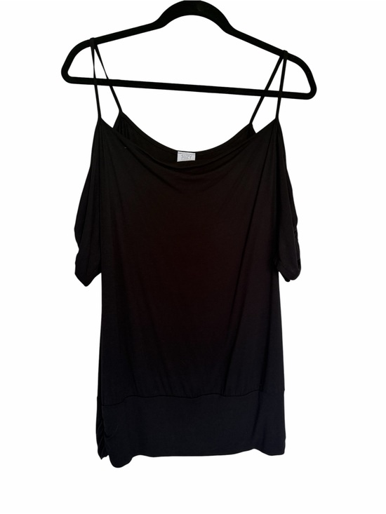 Suzy Shier Tops - Suzy Shier Black Cold Shoulder Ruched Sleeve Top Size Medium